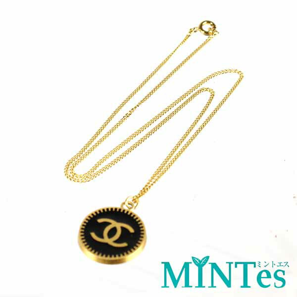 樂天商城 - Chanel シャネル ココマーク ネックレス ブラック ゴールド GP アクセサリー ワンポイント スタイリッシュ デイリー 【中古】