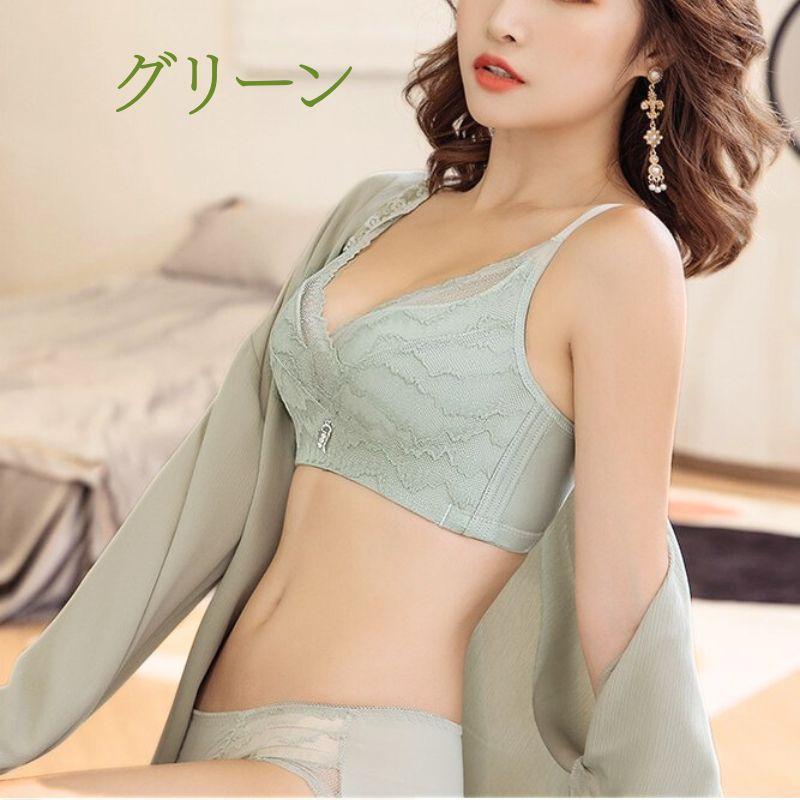 ブラショーツセット 補正 谷間 ノンワイヤー 美胸 美背 脇高 大きいサイズ 総レース 盛り ブラジャーショーツ ランジェリー インナー 美盛 下着 3