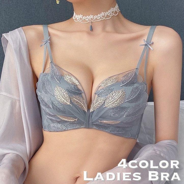 Rakuten - ブラジャー 単品 レディース 女性 下着 3/4カップ 3段ホック レース リーフ お洒落 おしゃれ かわいい 大人可愛い 上品 きれいめ ブラ 婦人用