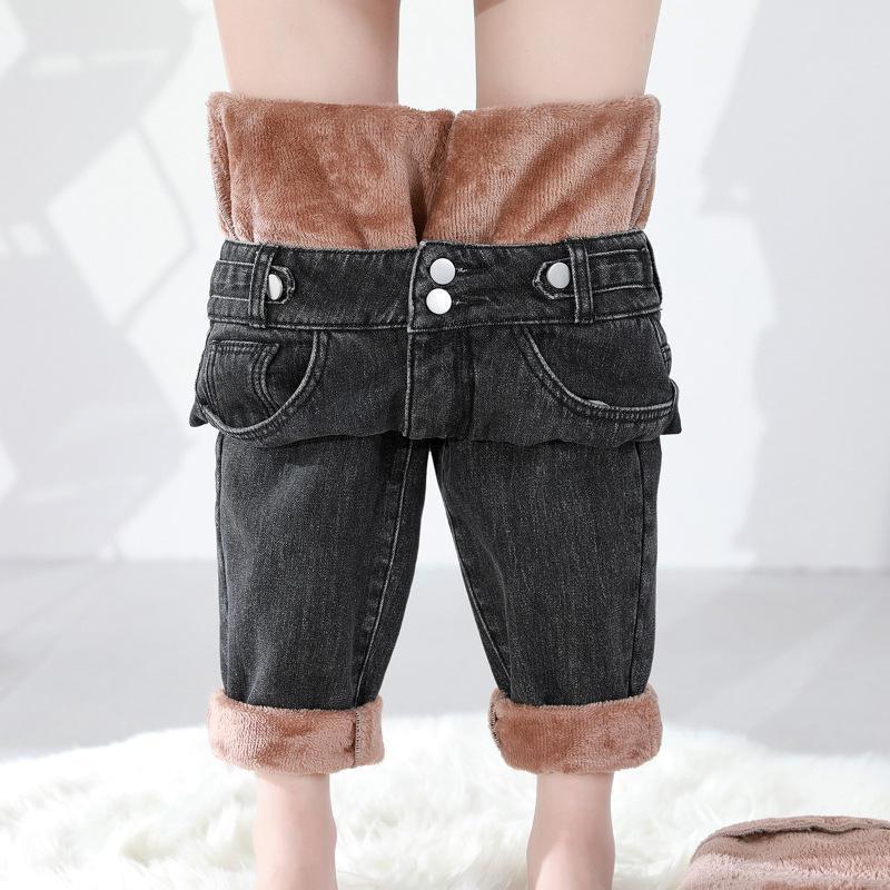 デニムパンツ レディース ジーンズ 裏起毛 裏ボア ワイドパンツ 厚手 ハイウエスト...