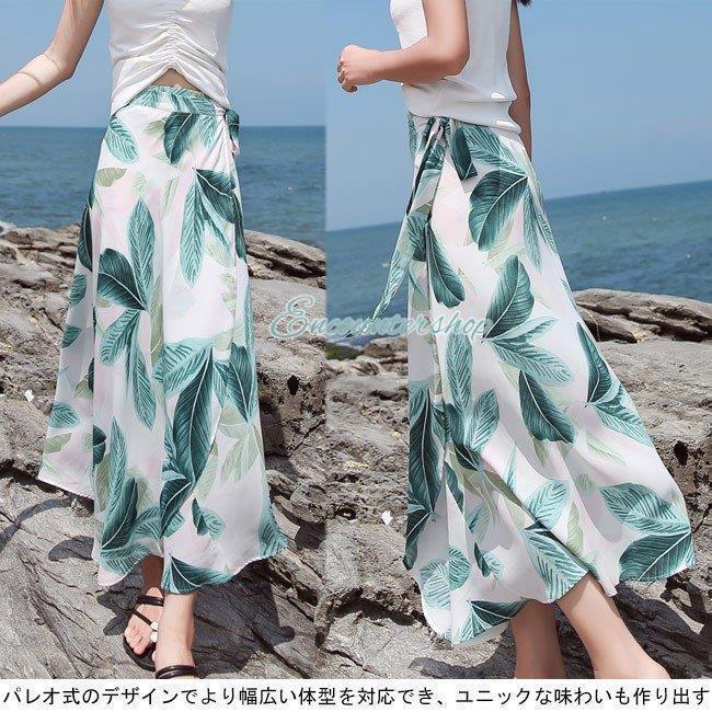 乐天商城 - マキシ丈スカート レディース パレオ ロング スカート シフォン 女性用 ボトムス 夏物 シフォンスカート リゾートウェア ビーチウェア