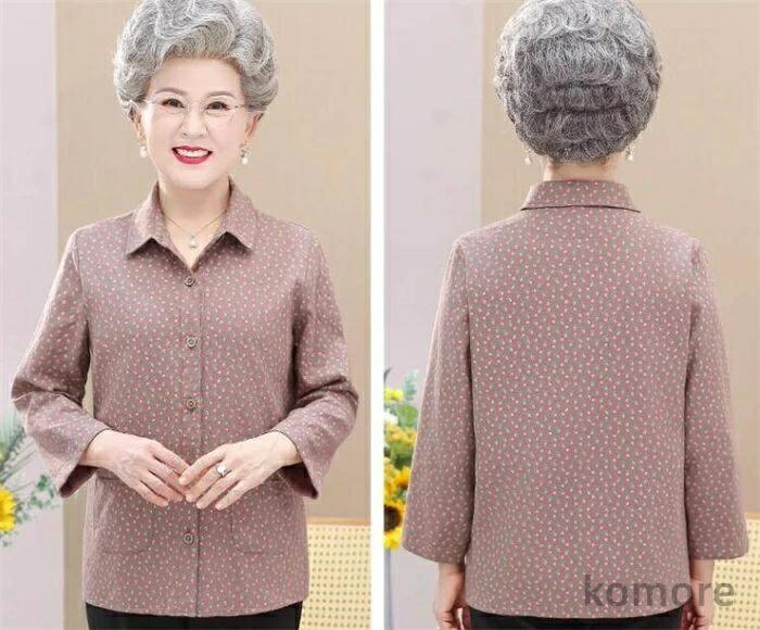 レディース 長袖 ブラウス シニア Tシャツ 花柄 50代 60代 70代 80代 高齢者 服 おばあちゃん 春夏 小柄 女性 ミセス 母の日 mintmode-10054568 ミントモード サンプル画像2