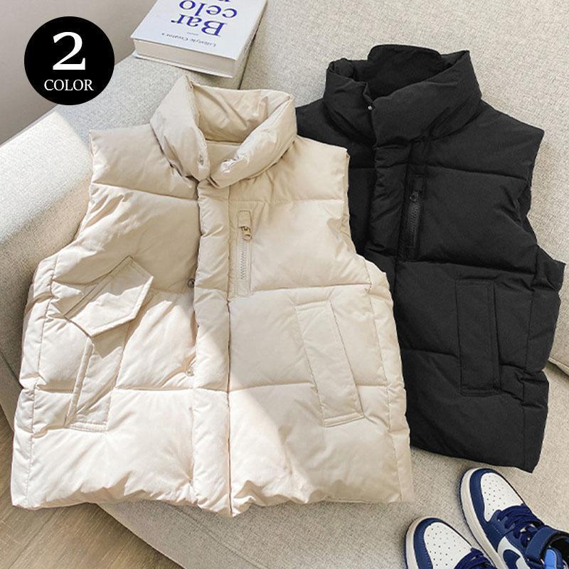 中綿ベスト ダウンベスト キッズ ベビー服 子ども アウター 防寒ベスト 立ち襟 無地 男の子 女の子 暖..