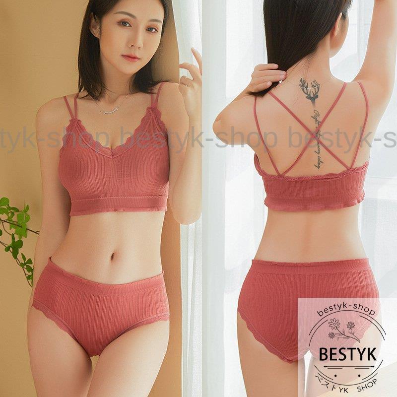 ブラジャー 可愛い セットアップ ノンワイヤーブラ ブラ ショーツ 上下セット bra set 脇肉 脇高 春夏 ..