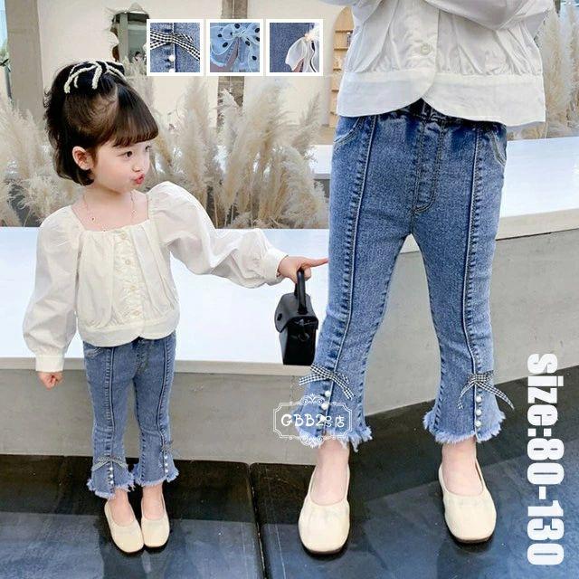 Long-Trousers, Trousers - ロングパンツ 春秋 女の子 100 ベビーパンツ 110 可愛い ジーンズ //卒園式/入学式/パーティ 130 デニムパンツ ジーパン 3タイプ こども 120 キッズ カジュアル タイト ボトムス 90 デニム きれいめ フレアパンツ ストレッチパンツ 80 長ズボン