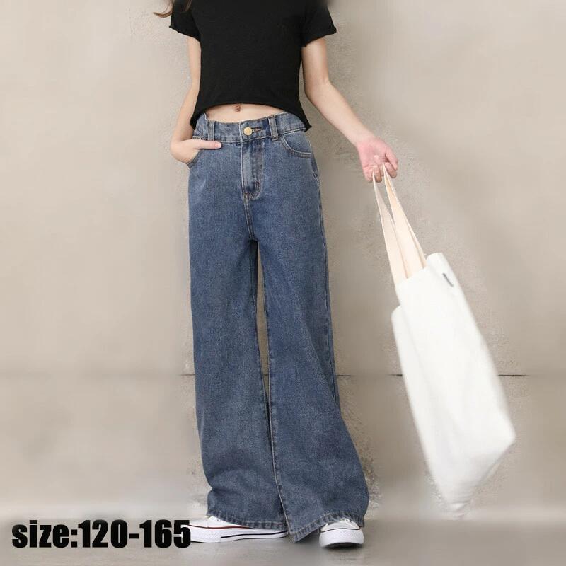 樂天商城 - 可愛い きれいめ パンツ デニムパンツ 春夏 親子 キッズ ジーパン ボトムス お揃い ジーンズ ロングパンツ キッズデニムパンツ 女の子 こども ワイドパンツ ガウチョパンツ カジュアル ゆったり 長ズボン マキシ丈 子供服