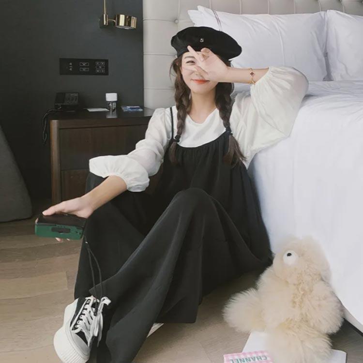 サロペット レディース 体型カバー ゆったり ワイドパンツ オールインワン パンツ ノースリーブ ロング丈 カジュアル 春 夏 秋 冬 大人 おしゃれ