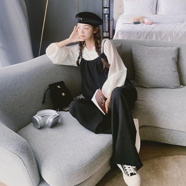 サロペット レディース 体型カバー ゆったり ワイドパンツ オールインワン パンツ ノースリーブ ロング丈 カジュアル 春 夏 秋 冬 大人 おしゃれ