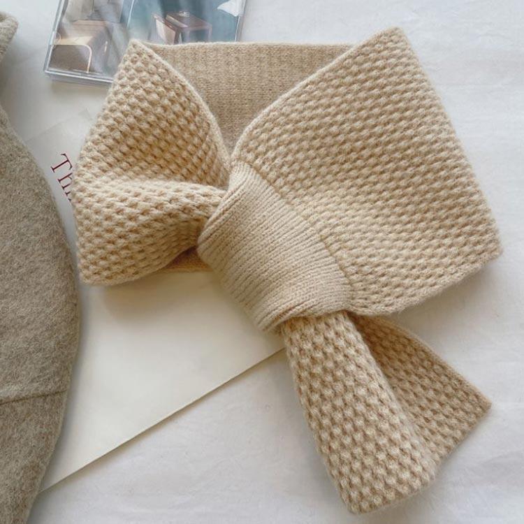 ニットマフラー レディース 無地 ニット ティペット マフラー スヌード かわいい つけ襟 柔らかい ストレッチ ニットティペット リボン ティペット