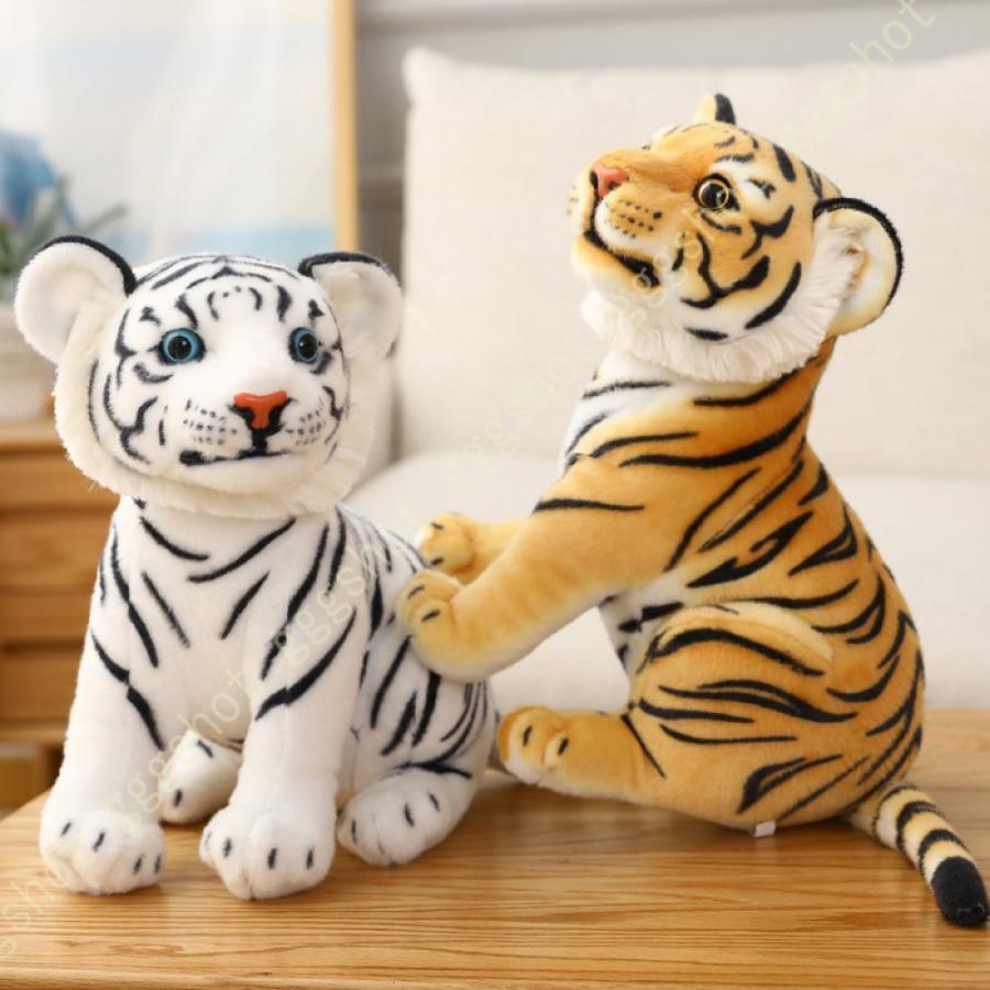 Rakuten - ぬいぐるみ リアル 虎 ホワイト 可愛い動物 大きい とらぬいぐるみ 縫い包み お洒落なインテリア お祝い ふわふわぬいぐるみ 33cm 抱き枕 癒し系 入園祝い