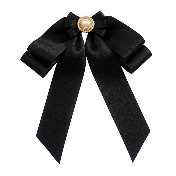 女性用 あらかじめ結ばれた蝶結びブローチ リボンブローチ ファッションネクタイピン ビーズ蝶ネクタイブローチピン コート スカーフ パーティー フォー