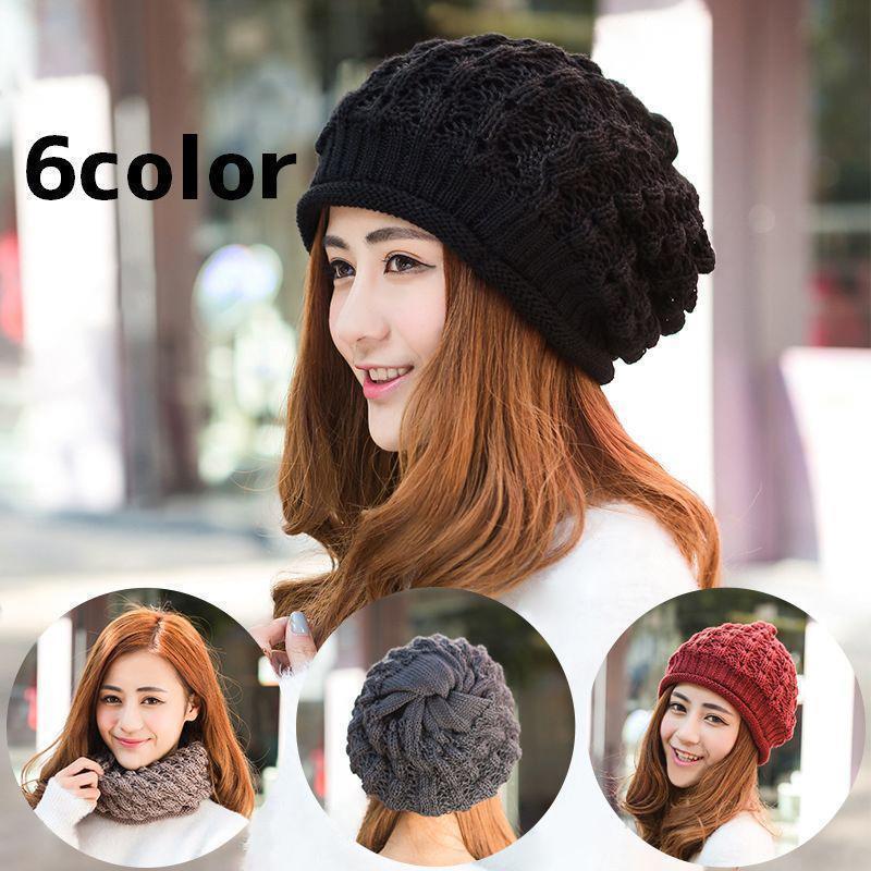 Knit Hat - ニット帽 ワッチキャップ 帽子 ビーニー ネックウォーマー スヌード 2way レディース 女性 防寒 あたたかい シンプル カジュアル