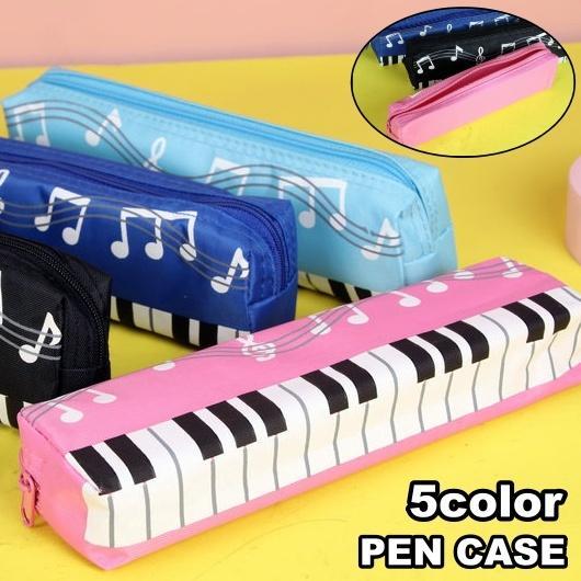 ペンケース 筆箱 筆記具入れ 文房具 ペン入れ 小物入れ ピアノ 鍵盤 音符 四角形 長方形 スクエア コン..