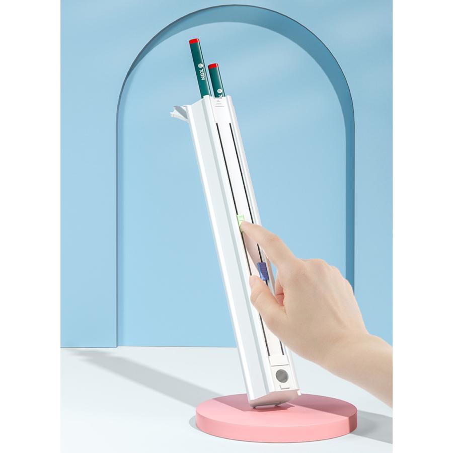 ペンケース 筆箱 スライド式 六角形 文具セット 鉛筆6本 消しゴム 定規 鉛筆削り付き 文房具入れ 文具入れ コンパクト 軽い 取り出しやすい 整理 mintmode-10042921 ミントモード サンプル画像2