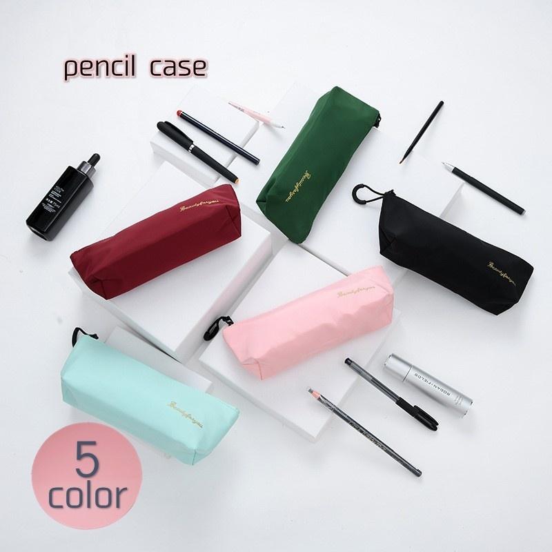 ペンケース ペンポーチ 筆箱 文房具入れ 文具 マーカー入れ かわいい おしゃれ シンプル ステーショナリー ファスナー ロゴ 無地 鉛筆 シャーペン