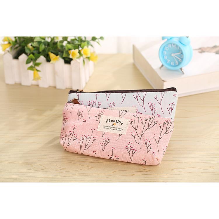 ペンケース 筆箱 ふでばこ 筆入れ キャンバス 文房具 文具 ステーショナリー レディース 女性 花柄 フラワー 植物 シンプル かわいい ナチュラル