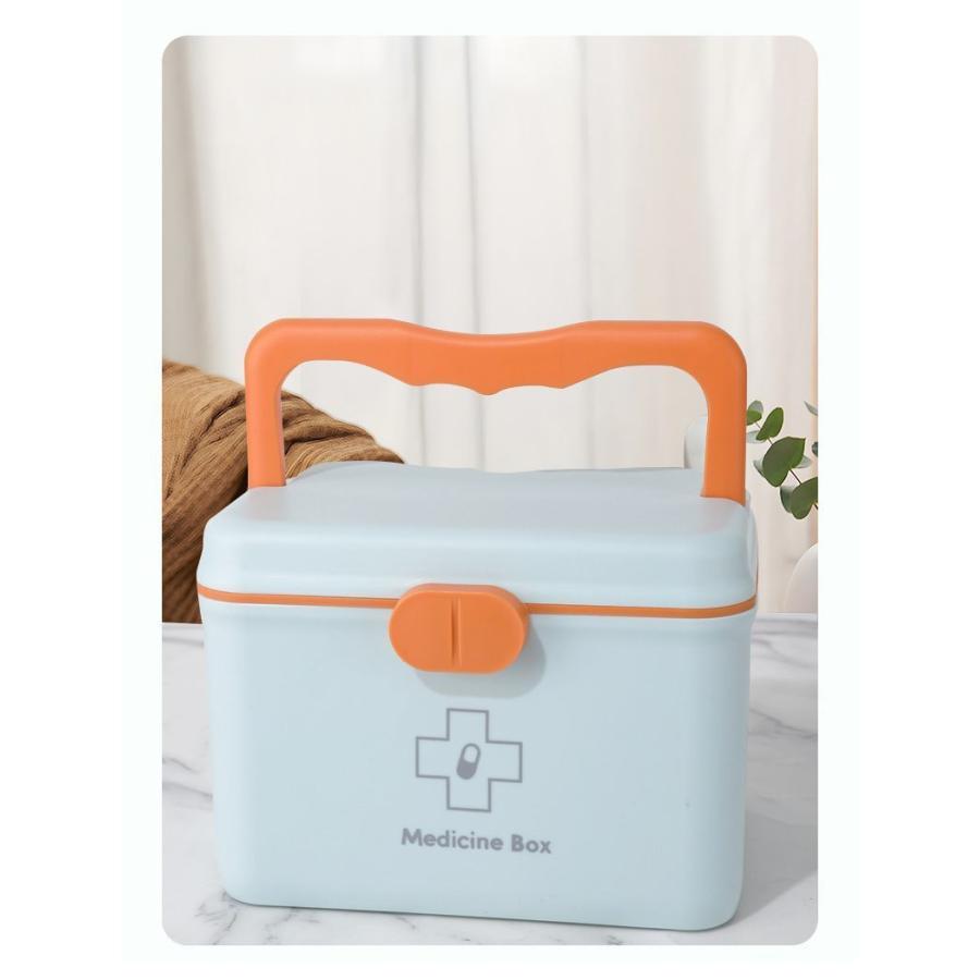 救急箱 薬箱 収納ケース 収納ボックス 小物入れ 裁縫箱 整理整頓 化粧品 文房具収納 大容量 軽量 手提げ 取っ手 2層仕切り
