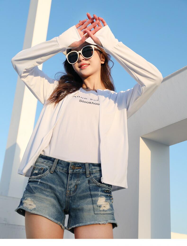 ッシュガード 日焼け止め服 UVカット レディース フード付き カーディガン ラ 夏パーカー 紫外線対策 冷感 軽量 長袖 ラッシュ ジップ ..