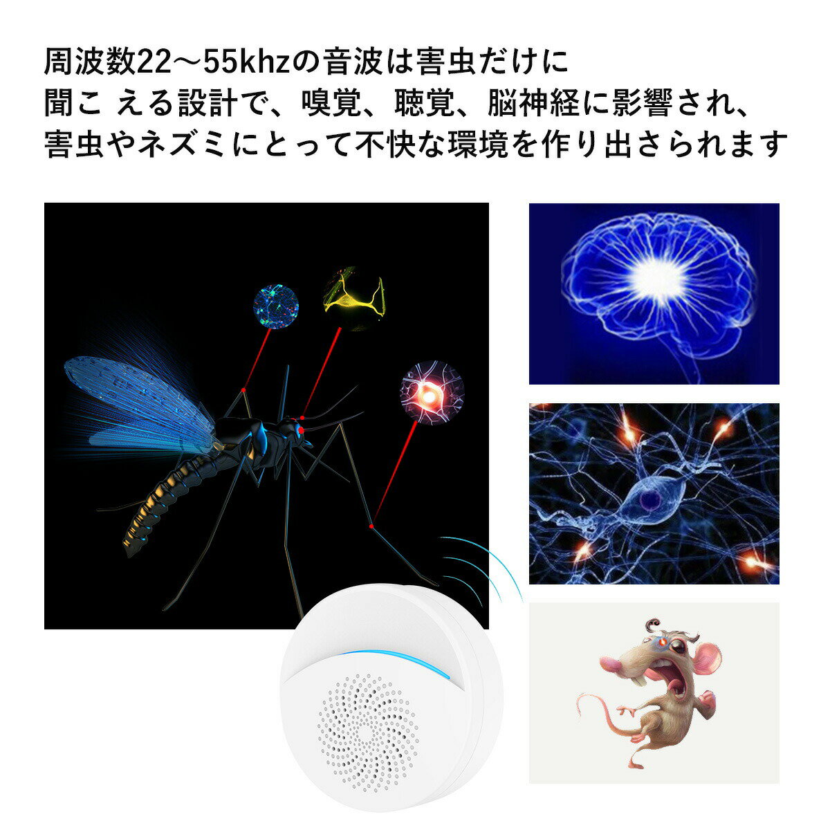 広範囲カバーでコンセント式 子供やペットにも安心 ゴキブリ撃退 Pse認証済み 超音波害虫駆除器 ネズミ 駆除機 超音波 害虫駆除 ねずみ超音波撃退治 コンセント式 害虫駆除剤 虫除け 虫よけ ムカデ ゴキブリ 夏 蟻 ラッピング不可 退治対策 退治 蜘蛛 鼠 蛾 ネズミ
