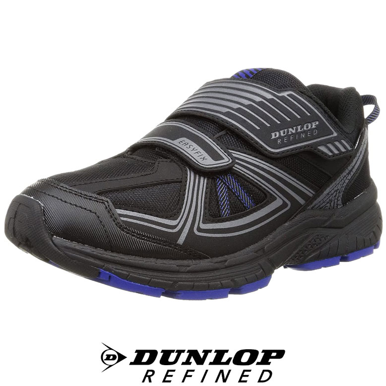 メンズ 防水スニーカー 6E EEEEEE DUNLOP ダンロップ リファインド DM 2004 ブラック 黒 マジック ベルクロ 運動靴 防水 シューズ 通学 大きいサイズ 幅広