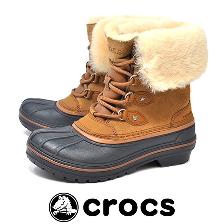 クロックス ブーツ レディース 防寒 防水 軽量 防滑 スノーブーツ ボア レディース クロックス crocs 203431 209 ALLCAST 2.0 LUXE BOOT W WHEAT ウィート 雪 冬 ビーンブーツ