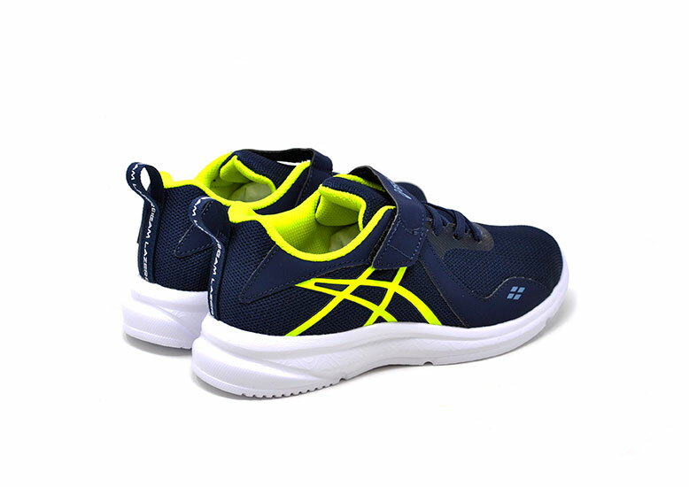 レーザービーム 白底 アシックス asics LAZERBEAM MCーMG 1154A056 400 ジュニア 男の子 子供 スニーカー ランニングシューズ マジック 運動靴 PEACOAT/SAFETYYELLOW