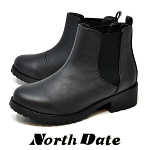 防寒 防滑 サイドゴア スノーブーツ スパイク レディース NORTH DATE 雪 ノースデイト 13916 ブラック 黒 冬 靴