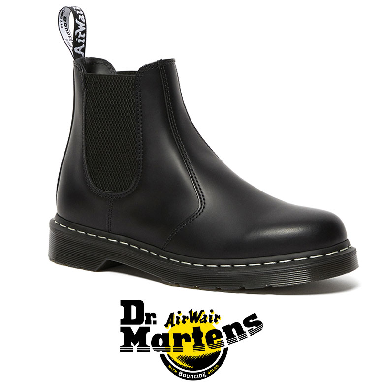 ドクターマーチン チェルシーブーツ サイドゴアブーツ Dr.Martens 2976 Chelsea boots WHITE STITCH 26257001 ブラック 黒 ホワイト ステッチ レディース 女性 靴 エアクッションソール