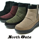 ノースデイト レディース サイドゴア スノーブーツ 北海道 氷 アイスバーン 滑らない Wグリップスパイク North Date スノーシューズ 防寒 防水 雪...