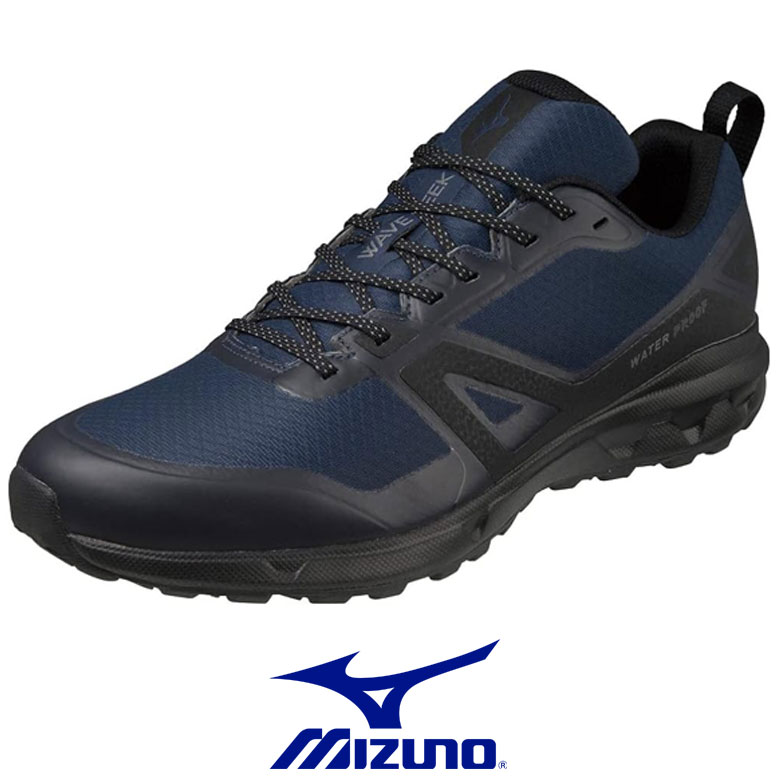 ミズノ ウエーブシーク メンズ ウォーキングシューズ ネイビー レインシューズ 防水 スニーカー ローカット MIZUNO B1GA220114 1