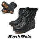 ノースデイト 防水 スノーブーツ レディース スパイク NORTH DATE 18600 ブラック 黒 冬靴 滑りにくい 防寒ブーツ 幅広 4E 軽量 雪 冬 ...