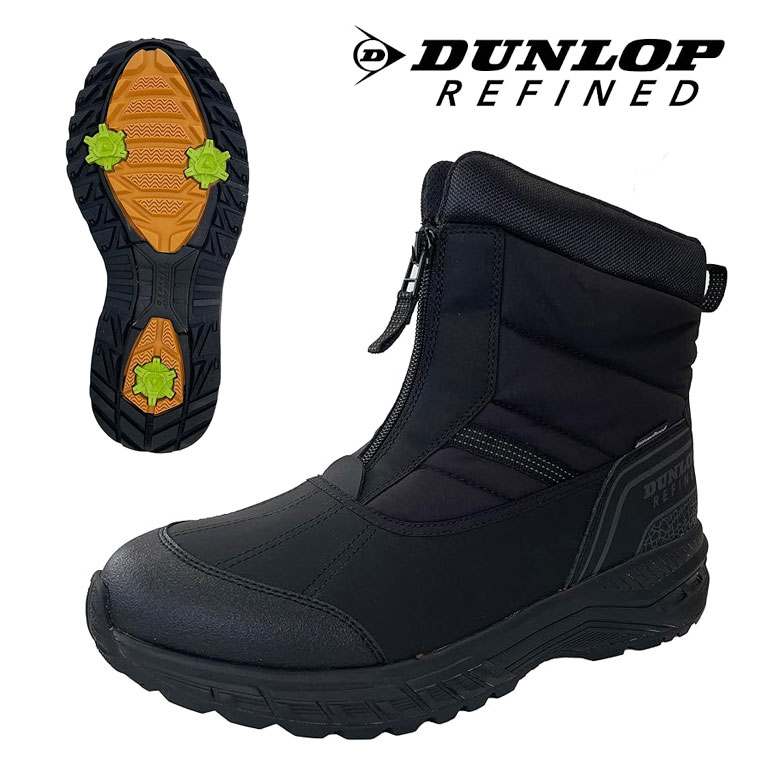 メンズ スノーブーツ 防水 幅広 6E EEEEEE DUNLOP ダンロップ リファインド DU 6017 ブラック 黒 前フ..