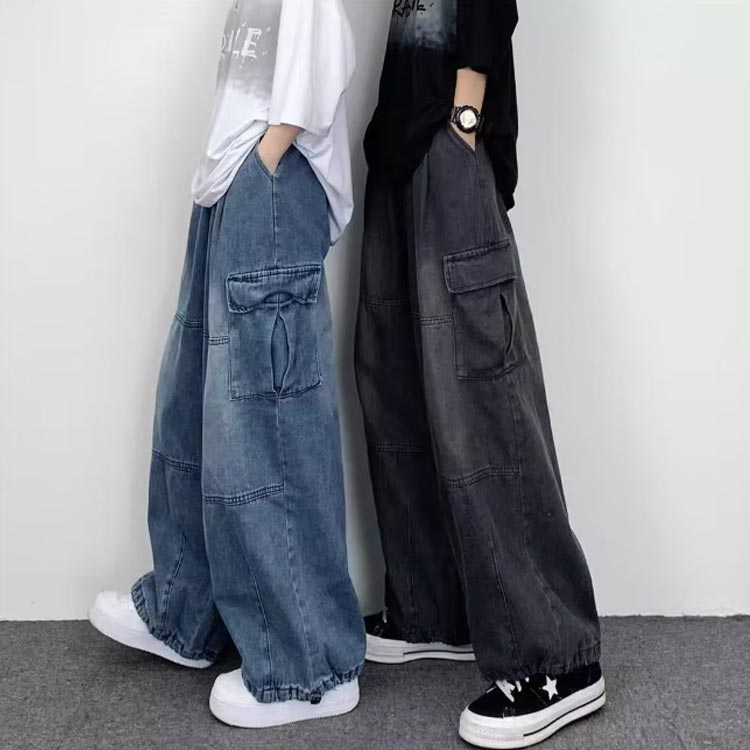 デニムパンツ カーゴパンツ ジーンズ カジュアル ワイドパンツ メンズ ワイドパン...
