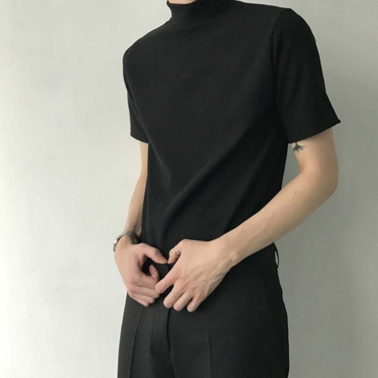 ハイネック 半袖 tシャツ 夏 カットソー メンズ レディース トップス 半袖tシャツ 半袖シャツ タートルネック 春 秋 Tシャツ 薄手 フィット 無地 ゴルフ ゴルフウェア スポーツ 大きいサイズ おしゃれ シンプル 春夏 白 黒 韓国 20代 30代 40代 50代