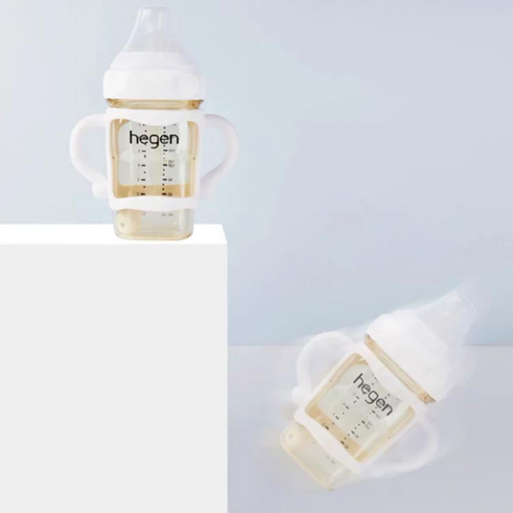 mionの持ち手 哺乳瓶ホルダー カバー 哺乳びん ハンドル ドリンクホルダー ボトルホルダー コップホルダー 【送料無料】哺乳瓶 シリコンケース 哺乳瓶保護 柔らかい 手首保護 こぼす防止 赤ちゃん 出産祝い｜アングル3