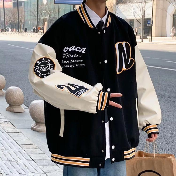 スタジャン 暖かい 長袖 ワッペン 厚手 ジャケット 裏起毛 メンズ 秋冬 ボアブルゾン アウター 野球服 コート ゆったり スタジアムジャンパー ビッグシルエット カジュアル スポーツ 通勤