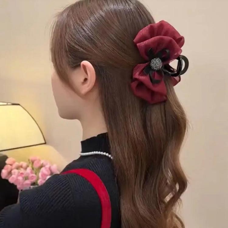 チュール まとめ髪 ヘアアクセ お呼ばれ 髪留め ヘアクリップ きれいめ バナナクリ...
