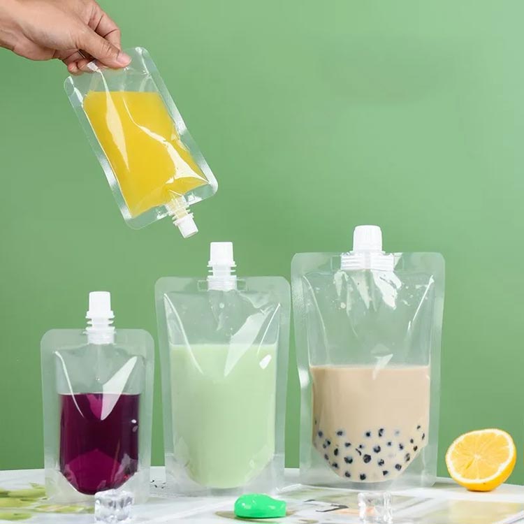 380ml 注ぎ口付きパック 透明 250ml 150ml スパウトパウチ 自立式 300ml 500ml 100ml スタンドパック 200ml 100個入り ドリンクパック 保存容器 飲み物用 ジュースパック キャップ付 ジュース 100個入り テイクアウト用 耐高温 冷凍