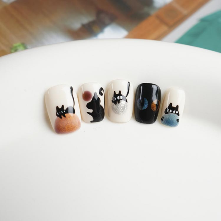 猫 かわいい 人気 【手作ネイルチップ】ネイルチップ ラウンド 貼るだけネイル 10枚入 ショート ネイルシール ジェルネイル 短い 【手作ネイルチップ】ネイルチップ 手作 かわいい シンプル おしゃれ 貼るだけ簡単