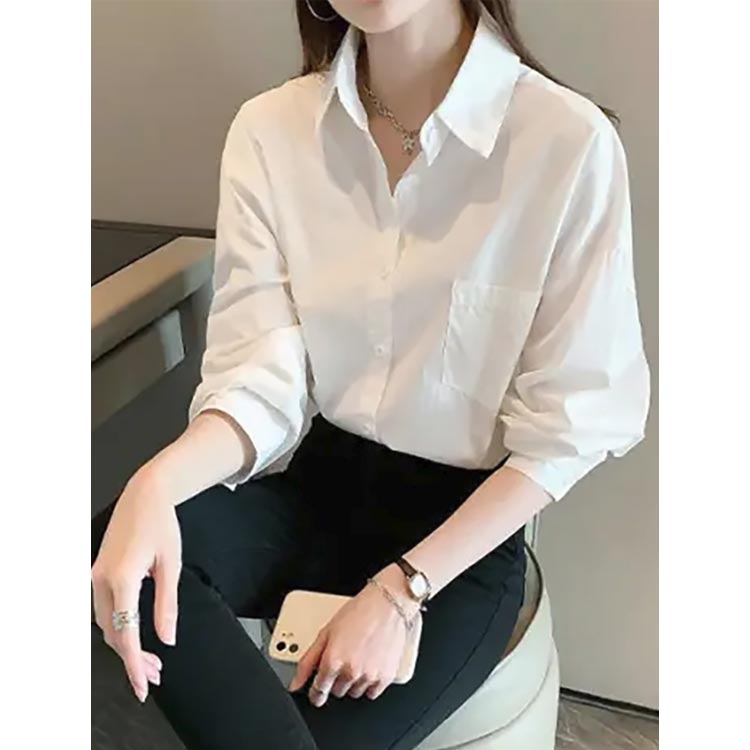 シワになりにくい ブラウス オフィス ワイシャツ ノーアイロン インナー シャツ ワイシャツ 長袖 スーツ OL ビジネス 事務服 リクルート 制服 ワイシャツ白 無地 シンプル ホワイト 開襟 大きいサイズ 大人 女性 通勤