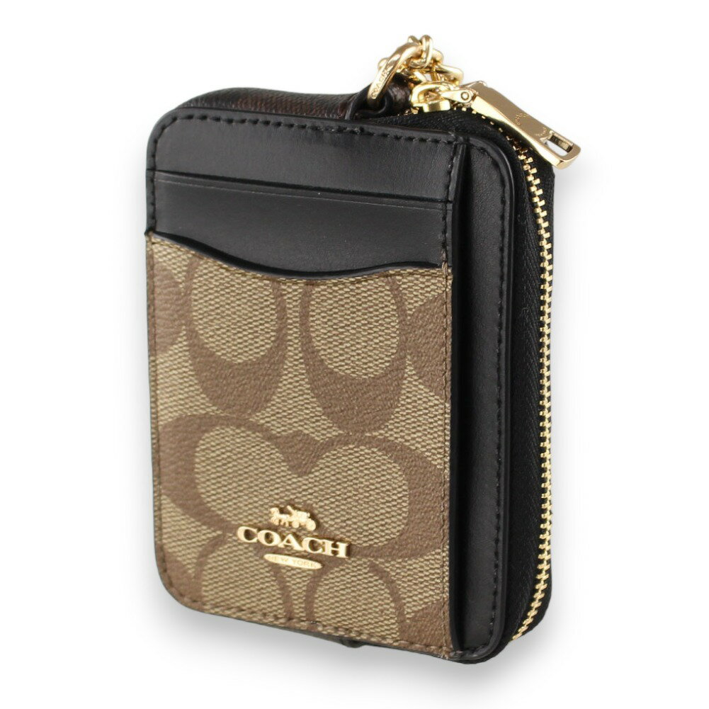 コーチ カードケース・パスケース ミニ財布 モノグラム COACH c1885 imnox カーキブラウンマルチ系 チェーン 財布・小物 レディースのサムネイル