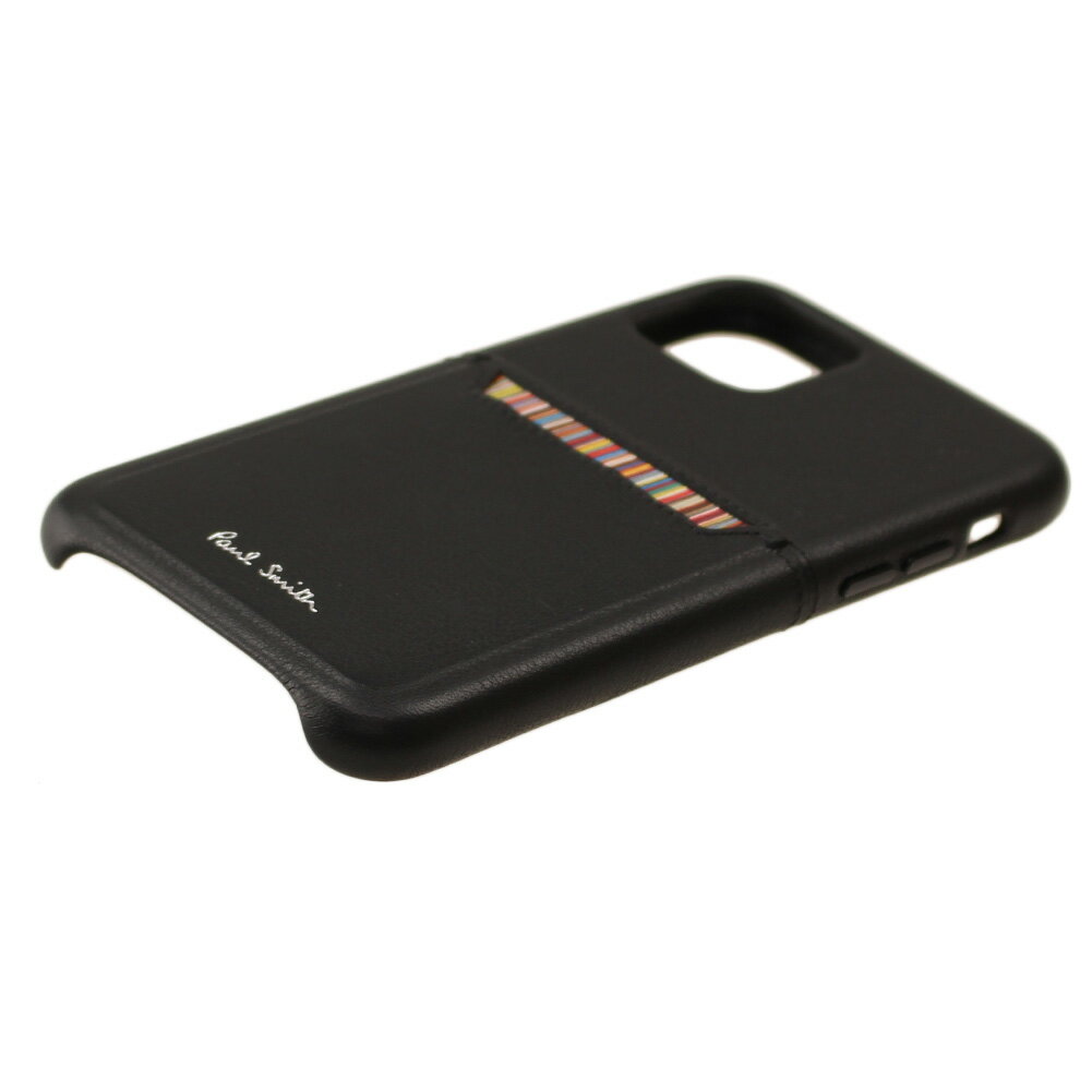 【ライプのア】 ポールスミス iPhoneケース メンズ ハードケース PAUL SMITH 11PRO/BLACKSTRIPE ブラックマルチ 黒 ストライプ カード収納型 スマホケース：ミッピーナ にドレスア