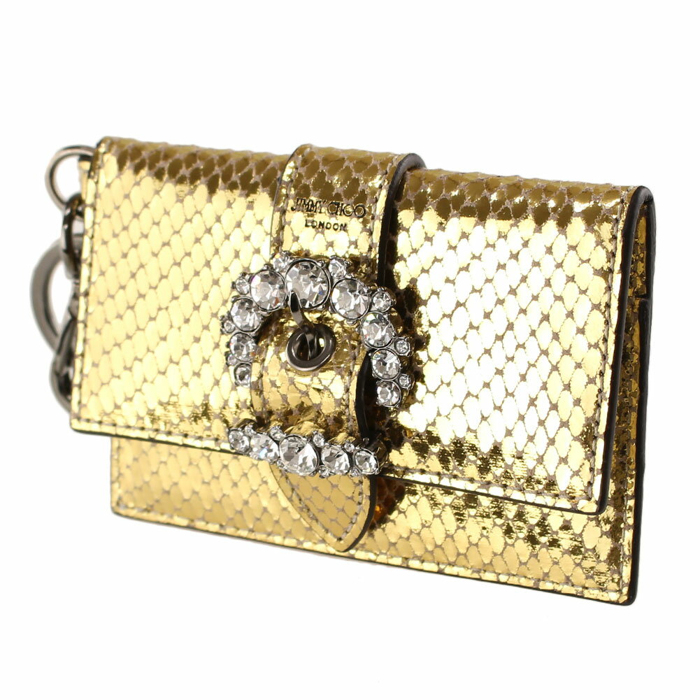 ジミーチュウ 【最大3,000円OFFクーポン】 ジミーチュウ カードケース 定期・名刺入れ ミニ財布 JIMMY CHOO 152019 GOLD ゴールド パイソン 財布・小物 レディース