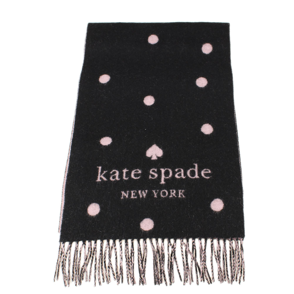 ケイトスペード ストール スカーフ ウール KATE SPADE ks1003751 001 ブラック 黒 ドット 水玉 レディース