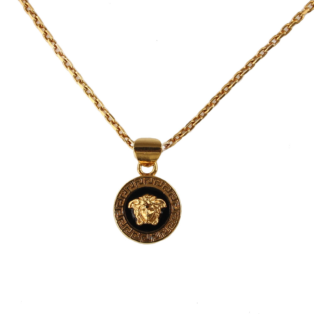 【訳ありアウトレット】ヴェルサーチェ ネックレス ペンダント VERSACE 1008781 1A00638 ブラック×ゴールド アクセサリー レディース・メンズ兼用