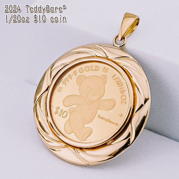 純金1/20オンス Teddy Bare テディベア コイン 金貨 ペンダントトップ 2024年限定 英国王立造幣局製造品質保証書付き 両面保護ガラス プレスデザイン枠 クック諸島政府発行ニュージーランドドル 送料無料 ロイヤルミント メンズ レディース★