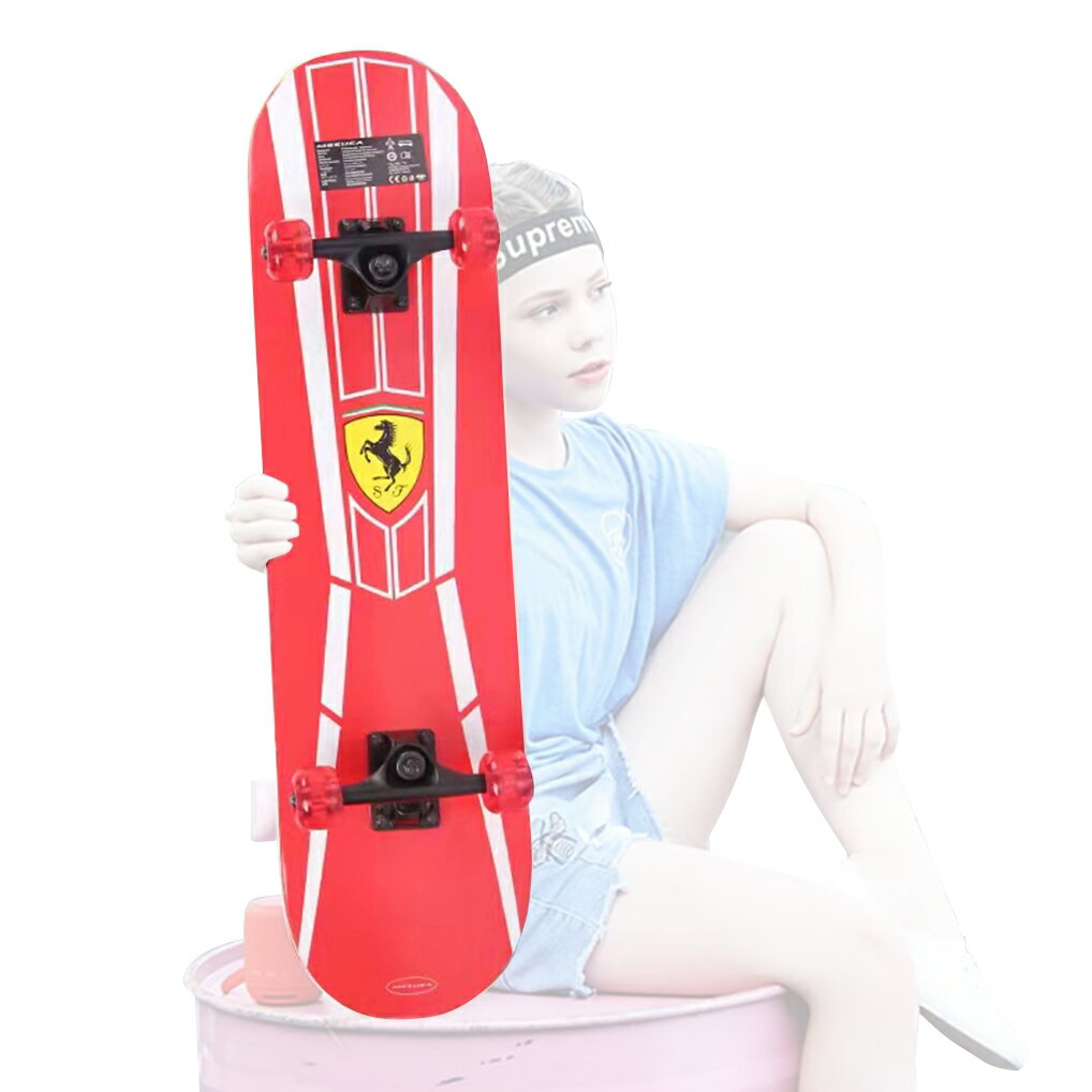 【在庫処分セール】【全国送料無料】 Ferrari (フェラーリ) スケートボード 初心者 子供向け PUウィール メープルデッキ