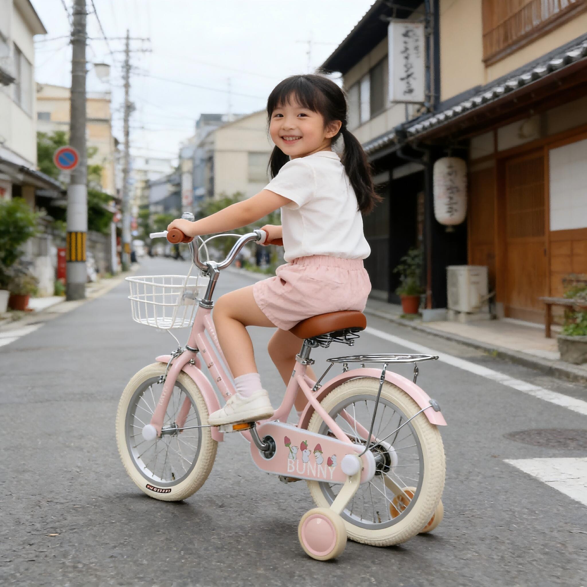 子供用自転車 こども自転車 4歳 5歳 6歳 7歳 8歳 9歳 10歳 BUNNY 16インチ 18インチ 補助輪 スタンド 泥除け 前カゴ キッズ プレゼント ギフト 入学祝い 卒業祝い 進級祝い 誕生日 男の子にも女の子にも！