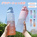 ウォーターボトル スポーツボトル タイムマーカー付き 1000ml 2000ml おしゃれ 大容量 水筒 軽量 ストロー付き 目盛り かわいい 1リットル 直飲み ストロー 水ボトル アウトドア ランニング グラデーション洗いやすい 1L 2L 送料無料