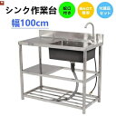 【2-4営業日発送】新作【幅100cm】屋外 流し台 ステンレス ガーデンシンク 作業台 キッチン 台所 屋外 簡易 シンク 組み立て簡単 収納棚付 庭 高さ調...